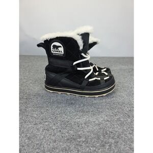 Sorel Womens Glacy Explorer Shortie Quarry Snow Boot Size 6 Black Waterproof